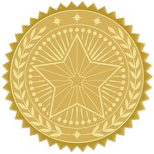 CRASPIRE 100pcs Embossed Foil Stickers Five-Pointed Star Pattern Gold Foil Certificate Seals 1.9" Self Adhesive Embossed Seals Decoration Labels for Certificates Awards Graduation Invitations Diplomas