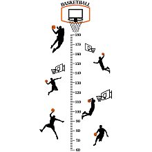 ARRICRAFT 2 Sheets/Set Kids Height Growth Chart Wall Sticker Basketball Shooting Sports Self-Adhesive Kids Height Wall Sticker for Baby Room Nursery Bedroom Living Room Decor 35.4x11.4in