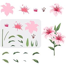 Layered Lily Flower Stencils Lily Stencils 11.7×8.3inch Resuable Lily Flower Bouquet Stencil Spring Botanical Art Stencils for Wood, Canvas, Paper, Fabric, Floor