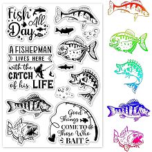 GLOBLELAND Fish Background Clear Stamps Fishing Decorative Clear Stamps Silicone Stamps for Crafting Paper DIY Scrapbooking Decor Clear Stamps and Dies for Card Making