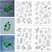 GLOBLELAND 4 Sheets Leaves Theme Water Soluble Embroidery Hand Sewing Stabilizers for Fabric Stitch Practice Embroidery Stickers Wash Away Stabilizers for Embroidery Beginners Lovers