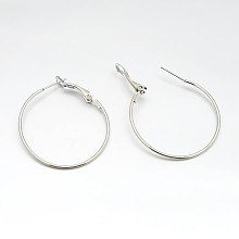 Honeyhandy Iron Hoop Earring Findings, Platinum, 39x35x1.2mm, Pin: 0.79mm