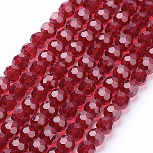 Honeyhandy Glass Beads Strands, Faceted, Round, Dark Red, 6mm, Hole: 1mm, about 98~100pcs/strand, 21.5 inch