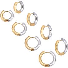 UNICRAFTALE 4 Pairs 4 Sizes Two Tone 304 Stainless Steel Hinged Hoop Earrings Ring Huggie Hoop Earring Hypoallergenic Earrings for Women Jewellery Making, Gift Idea