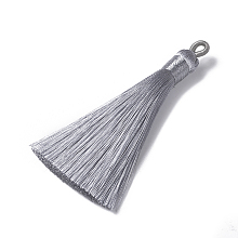 Honeyhandy Polyester Tassel Pendants, Gray, 78~82x8mm, Hole: 2~4mm