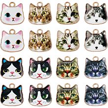 SUNNYCLUE 1 Box 8 Style 48Pcs Enamel Cat Charms Animal Charm Bulk Alloy Cats Head Pet Charm for Jewelry Making Charms Supplies Accessories DIY Necklace Bracelet Earring Craft Women Beginners Adults