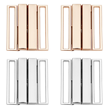 WADORN 4 Sets 2 Colors Alloy Buckles, Garment Accessories, Rectangle, Platinum & Light Gold, 44x39x7mm, Hole: 40x5mm, 2 sets/color