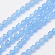 Honeyhandy Natural & Dyed Malaysia Jade Bead Strands, Round, Light Sky Blue, 4mm, Hole: 0.8mm, about 92pcs/strand, 15 inch