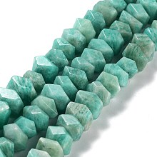 Honeyhandy Natural Amazonite Beads Strands, Nuggets, Faceted, 6~8x10.5~14x8~9.5mm, Hole: 1.2mm, about 57~61pcs/strand, 15.16''~15.39''(38.5~39.1cm)