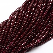 Honeyhandy Dyed Natural Malaysia Jade Rondelle Beads Strands, Faceted, Dark Red, 4x2~3mm, Hole: 1mm, about 115pcs/strand, 14 inch