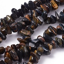 Honeyhandy Natural Blue Tiger Eye Beads Strands, Chip, 6~15x4~9mm, Hole: 0.6mm, 36.2 inch(92cm)