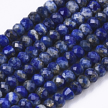 Honeyhandy Natural Lapis Lazuli Beads Strands, Rondelle, Faceted, 3x2mm, Hole: 0.7mm, about 185pcs/Strand, 15.55 inch(39.5cm)