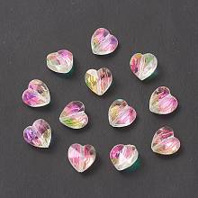 Honeyhandy Transparent Glass Beads, Faceted, Heart, Clear AB, 10x10x7mm, Hole: 1~1.2mm