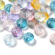 Honeyhandy Transparent Glass Beads, Flat Round, Mixed Color, 10x6mm, Hole: 1mm