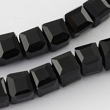 Honeyhandy Glass Bead Strands, Faceted, Cube, Black, 3~4x3~4x3~4mm, Hole: 0.5mm, about 100pcs/strand, 13.5 inch