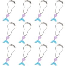 12 Pcs Mermaid Decorative Shower Curtain Hooks, 2 Colors Iron Shower Curtain Rings Curtain Hooks with Resin Mermaid Tail Pendants Decorative Hooks for Bathroom Shower Curtain Rod