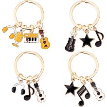 OLYCRAFT 4 Styles Music Note Keychains Alloy Enamel Keychains Music Symbol Key Rings Keychain with Iron Pendatns for Women Backpack Handbags Decorations