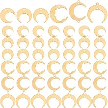 PandaHall Elite 72Pcs 6 Style Moon Connector Charms, Brass Jewelry Links Crescent Moon Dangle Connectors Blank Tag Pendants for DIY Necklace Bracelet Earring Jewelry Making