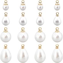 CHGCRAFT 40Pcs 2 Styles Real 18K Gold Plated Brass Imitation Pearl Water Drop Teardrop Charms Pendants for DIY Necklace Bracelet Earrings Jewelry Making