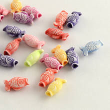 Honeyhandy Craft Style Acrylic Beads, Fish, Mixed Color, 16.5x9x7mm, Hole: 2~3mm, about 950pcs/500g