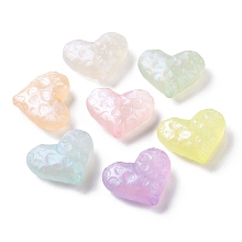 Honeyhandy Luminous Acrylic Beads, Glitter Beads, Glow in the Dark, Heart, Mixed Color, 24x29x10mm, Hole: 2mm, about 115pcs/500g