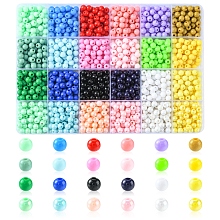 Honeyhandy 1488Pcs 24 Style Opaque Acrylic Beads, Round, Mixed Color, 6x5mm, Hole: 1.8mm, 62pcs/style