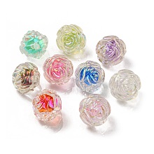 Honeyhandy UV Plating Rainbow Iridescent Acrylic Beads, Two Tone Bead in Bead, Rose, Mixed Color, 15.5x16x15mm, Hole: 3mm