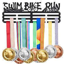 SUPERDANT Triathlon Medal Hanger Swim Bike Run Medal Holder with 12 Lines Sturdy Steel Award Display Holders Wall Mounted Medal Display Racks for Ribbon Lanyard