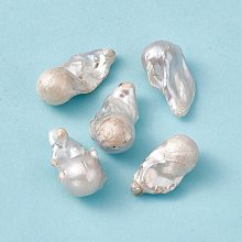 Honeyhandy Baroque Natural Keshi Pearl Beads, Nuggets, Seashell Color, 30~37x16~19.5x15~16mm, Hole: 0.7mm