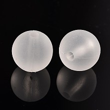 Honeyhandy Transparent Acrylic Beads Mix, Round, Frosted, Clear, 12mm, Hole: 2mm, about 500pcs/500g