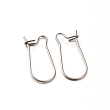 Honeyhandy 304 Stainless Steel Hoop Earrings Findings Kidney Ear Wires, Stainless Steel Color, 22 Gauge, 20x9x2mm, Pin: 0.6mm