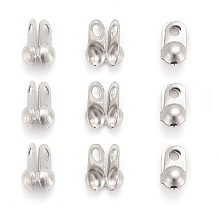 Honeyhandy 304 Stainless Steel Bead Tips, Calotte Ends, Clamshell Knot Cover, Stainless Steel Color, 5x2.5mm, Hole: 1mm, Inner Diameter: 2mm