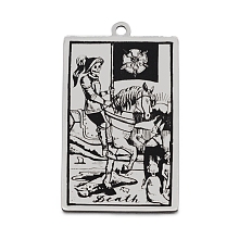 Honeyhandy 201 Stainless Steel Pendants, Laser Engraved Pattern, Tarot Card Pendants, Death XIII, 40x24x1mm, Hole: 2mm