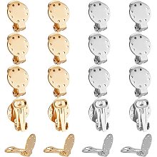 UNICRAFTALE 20pcs 2 Color Stainless Steel Clip-on Earring Flat Round Earring Hypoallergenic Non-Piercing Earrings Metal Clip Fake Earring Setting for Jewelry Making 20x15x9mm