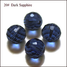 Honeyhandy Imitation Austrian Crystal Beads, Grade AAA, Faceted, Round, Dark Blue, 10mm, Hole: 0.9~1mm