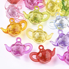 Honeyhandy Transparent Acrylic Pendants, Faceted, Pot, Mixed Color, 21.5x32x17.5mm, Hole: 2.5mm, about 157pcs/500g