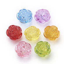 Honeyhandy Transparent Acrylic Beads, Flower, Mixed Color, 25x25x21mm, Hole: 2.5mm, about 100pcs/500g