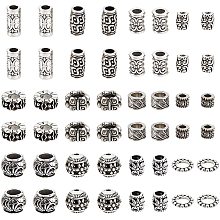 NBEADS 120 Pcs 12 Styles Tibetan Style Alloy Beads, Antique Silver Metal Beads Spacer European Large Hole Beads Multistyle Spacer Charms for DIY Jewelry Making Bracelet Necklace Earrings