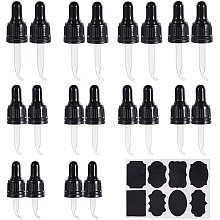 PH PandaHall 30pcs 3 Sizes Eye Dropper, Leak Proof Essential Oil Glass Dropper Bent Tip Dropper Glass Pipette and Sticker Labels for 5/10/ 15ml Essential Oils Medicine Art Liquid Plant Nutrients