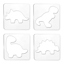 CRASPIRE Acrylic Earring Handwork Template, Card Leather Cutting Stencils, Square, Clear, Dinosaur Pattern, 152x152x4mm, 4 styles, 1pc/style, 4pcs/set