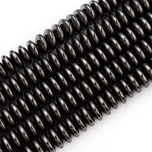 Honeyhandy Non-Magnetic Synthetic Hematite Beads Strands, Rondelle, Black, 8x3~4mm, Hole: 1mm, about 110~125pcs/strand, 16.5 inch