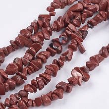 Honeyhandy Natural Red Jasper Bead Strands, Chip, FireBrick, 4~10x4~6x2~4mm, Hole: 1mm, about 320pcs/strand, 35.4 inch