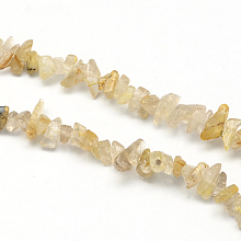 Honeyhandy Natural Gold Rutilated Quartz Stone Bead Strands, Chip, 3~9x3~6x1~4mm, Hole: 1mm, about 350pcs/strand, 34.6 inch