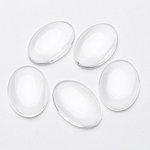 Honeyhandy Transparent Oval Glass Cabochons, Clear, 30x20x6mm