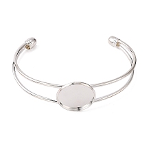 Honeyhandy Brass Cuff Bangle Making, Blank Bangle Base, Silver Color Plated, 64mm, tray: 20mm