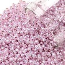 Honeyhandy TOHO Round Seed Beads, Japanese Seed Beads, (2120) Silver Lined Light Pink Opal, 11/0, 2.2mm, Hole: 0.8mm, about 1103pcs/10g