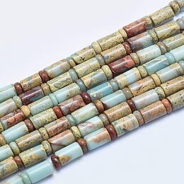 Arricraft Natural Aqua Terra Jasper Beads Strands, Column, Column: 10x6mm, Flat Round: 6x3mm, Hole: 1mm, about 32pcs/strand, 16.14 inches(41cm)