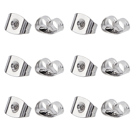 Unicraftale 304 Stainless Steel Ear Nuts, Earring Backs, Stainless Steel Color, 6x4.5x3.5mm; Pin: 0.9mm, 2000pcs/box