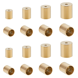 Unicraftale Vacuum Plating 304 Stainless Steel Cord Ends, End Caps, Column, Golden, 5~8x4~7mm, Hole: 1.5mm; Inner Diameter: 3~6mm, 24pcs