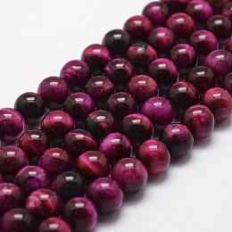 ARRICRAFT Natural Tiger Eye Bead Strands, Dyed & Heated, Round, Medium Violet Red, 6mm, Hole: 1mm, about 61pcs/strand, 14.9 inches~15.1 inches